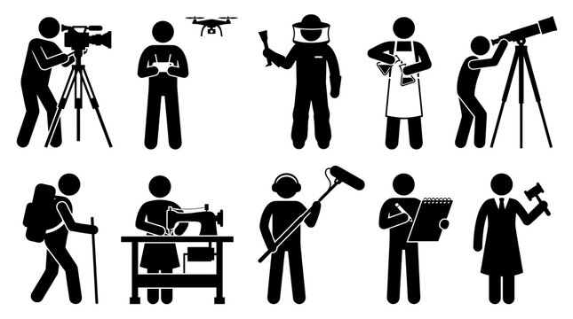 Professional Job Occupation Pictogram Set Of Various Workers