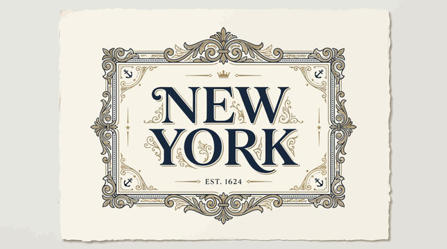 New York ornate vintage design with decorative frame illustration