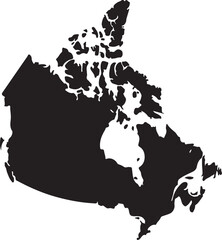 Black silhouette map of Canada a simple vector graphic representing the country for travel geography or national themes isolated on a white background © Ayesha