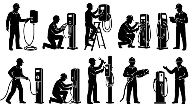 Electric Vehicle Charger Installation Technician Service Set