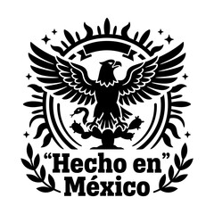 Fototapeta premium Hecho En Mexico Eagle Sunburst Vector
