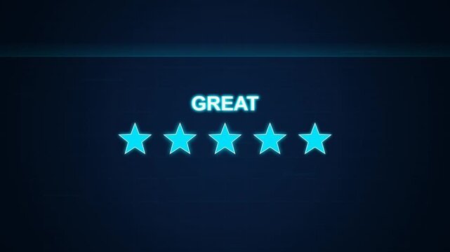 Rating stars shine bright on dark background