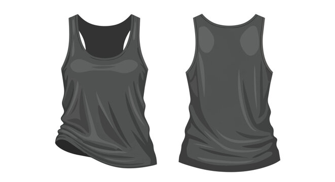 Black Women's Racerback Tank Top Mockup Front and Back View Template for Fitness Apparel Design Presentation