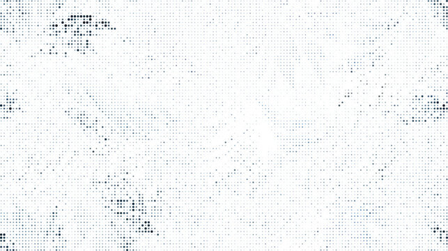 Abstract background, with a dense, textured pattern of, small dark blue, and grey square, pixels arranged in, organic clusters on, a white halftone