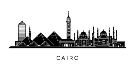 Obraz premium Cairo city skyline silhouette on white background