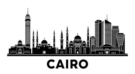 Naklejka premium Cairo Silhouette: Iconic Cityscape Vector Illustration