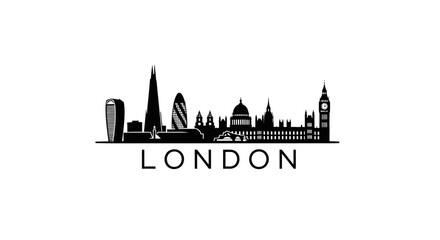 Obraz premium London Skyline Silhouette: Iconic Cityscape Vector Illustration