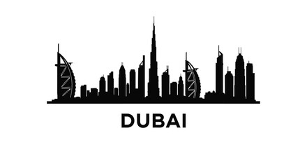 Fototapeta premium Dubai Skyline Silhouette: Iconic Cityscape Vector Illustration