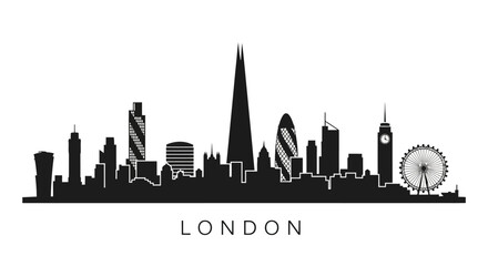 Fototapeta premium London City Skyline Silhouette - Iconic Landmarks