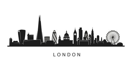 Fototapeta premium London City Skyline Silhouette - Iconic Landmarks