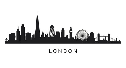 Obraz premium London Cityscape Silhouette Poster: Iconic Landmarks Illustration