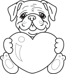 Fototapeta premium Coloring pages of Cute funny Bulldog sticker icon. Outline of Bulldog 
