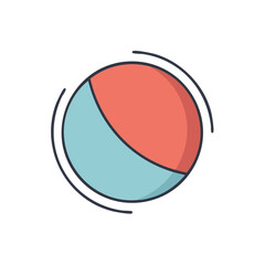 Fototapeta premium Flat illustration of a beach ball with red and cyan stripes