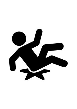 Slip and fall hazard person icon illustration