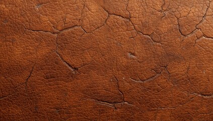 Fototapeta premium Close-up of Cracked Brown Leather Surface for Textures and Backgrounds