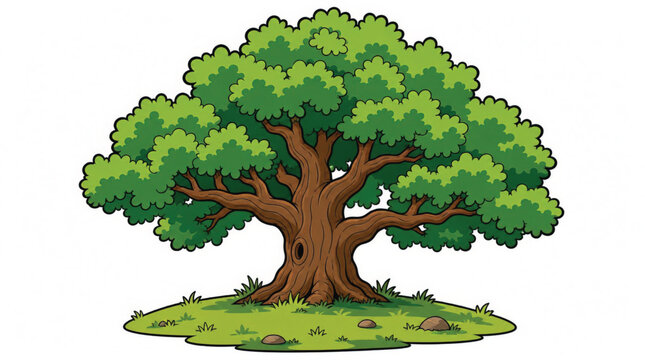Large Tree with Green Leaves Standing.