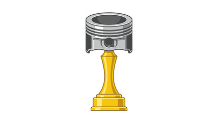 Naklejka premium Golden Trophy Cup with Engine Piston on White Background