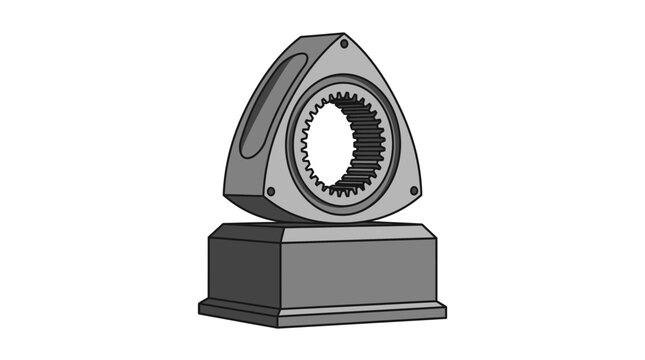 Illustration of a Wankel rotary engine rotor on a pedestal