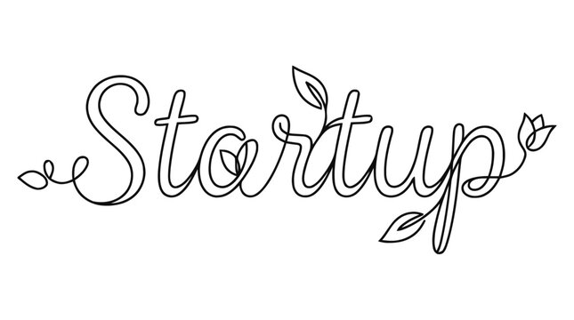 Elegant handwritten startup wordmark with leafy embellishments and flourishes.