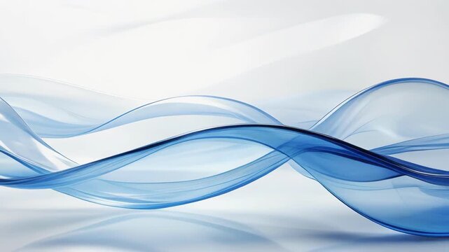 Abstract flowing translucent blue wave shapes on a light background