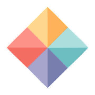 Colorful diamond divided into four quadrants