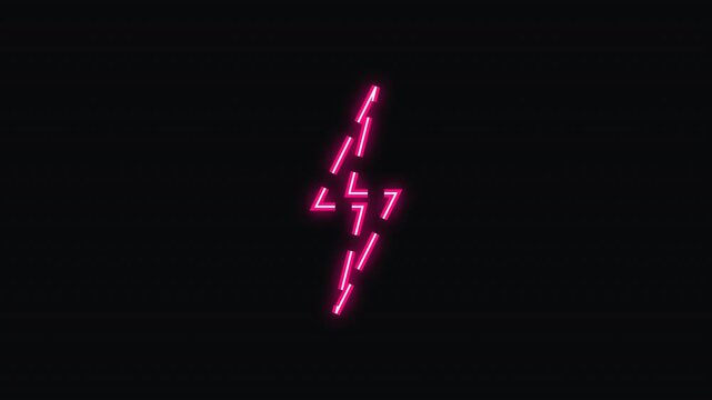 blinking bolt symbol with magenta neon segmented futuristic pattern animation for modern technology background 4K
