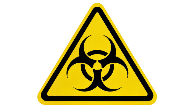 Isolated triangular biohazard warning sign for biological risk and hazardous materials