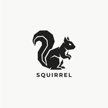 Minimalist squirrel logo design vector illustration icon isolated on white background for eco friendly organic brand identity creative business