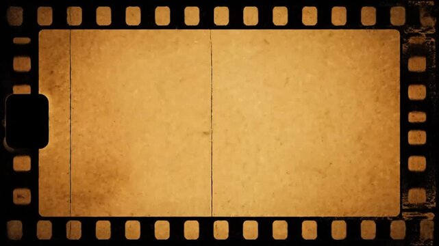 Empty vintage film strips set in a creative collage with sepia tone aesthetic