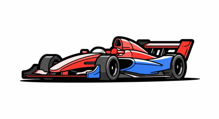 Naklejka premium Colorful cartoon illustration of a red, white, and blue racecar