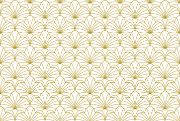 Obraz premium Abstract floral seamless pattern. Vector art deco texture. Geometric minimalist background.