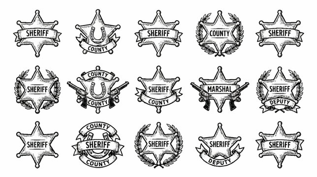 Vintage Sheriff Badges Collection: Sheriff, Deputy, Marshal, County Icons