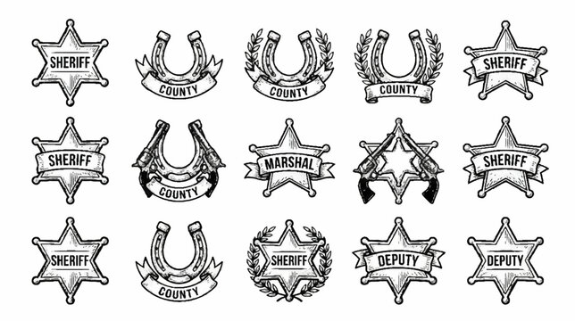 Vintage Sheriff Badges and Horseshoes Collection - Western Law Enforcement Symbols