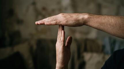 Naklejka premium Closeup of a person making a timeout gesture with their hands.