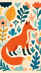 Fototapeta premium Colorful fox amidst vibrant foliage mobile wallpaper