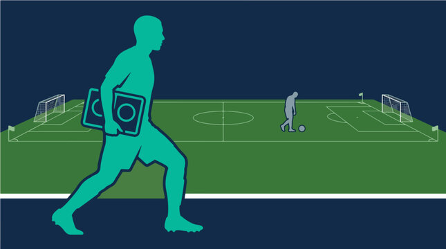 Football Substitute Ready for Action on Touchline Before Team Change