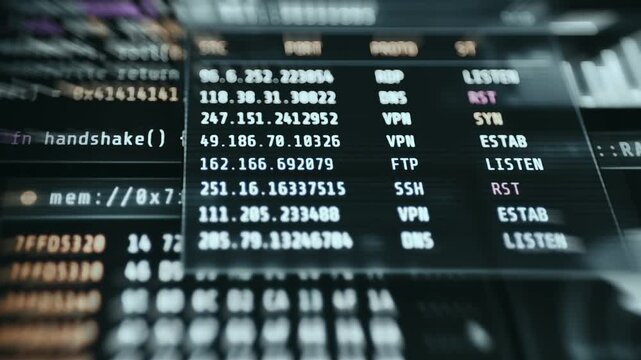Terminal window displaying network connection information