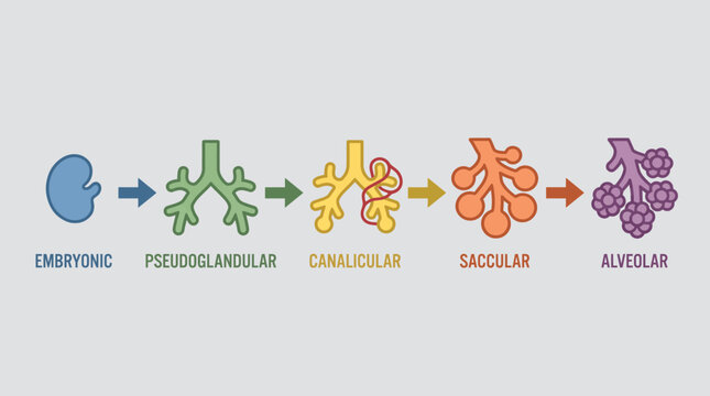 Lung Development Stages from Embryonic to Alveolar Phase