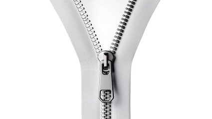 Isolated metal zipper partially opened on a neutral material, symbolizing closure and transition © ROCKETX