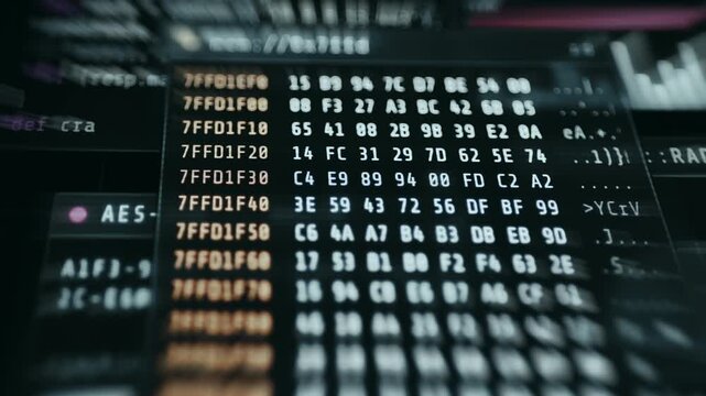 Debug Interface Showing Crash Memory in Hexadecimal Format