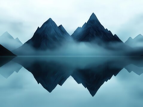 Dramatic alpine lake with towering peaks, storm clouds rolling across reflection