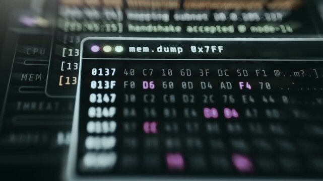 Raw Memory Data Visualized as Hexadecimal Code