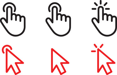 Fototapeta premium Set of diverse clicking cursor icons representing interaction and selection for modern user interfaces