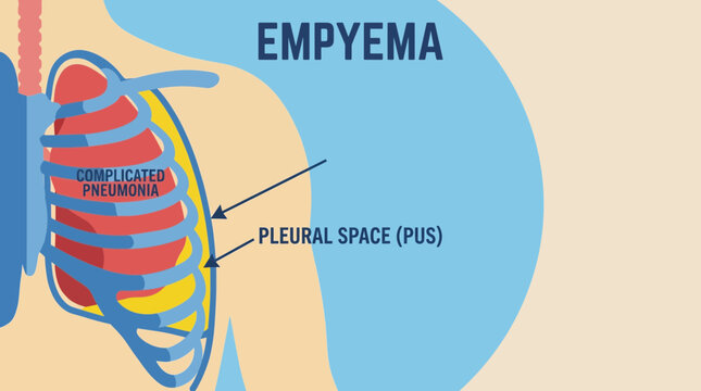 Empyema Pus in Pleural Space from Complicated Pneumonia