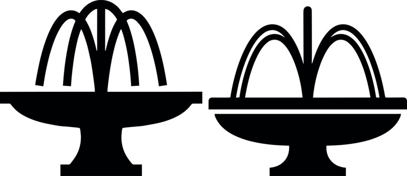 Title:

Water fountain silhouette vector collection of two classic park and garden decoration elements isolated on a white background