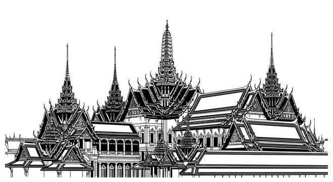 Grand Palace Bangkok Thailand Architectural Sketch