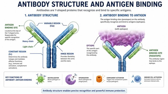Antibody Structure and Antigen Binding Mechanism Medical Infographic