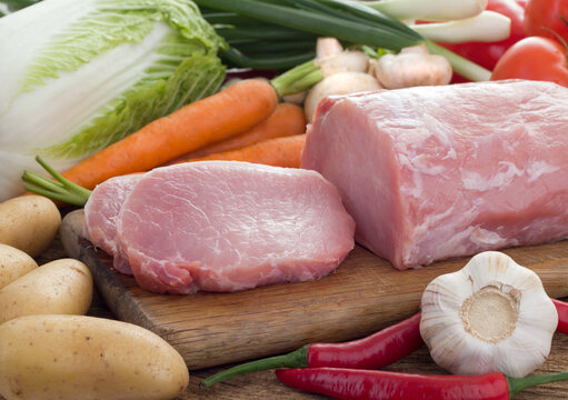 Fresh meat and vegetables