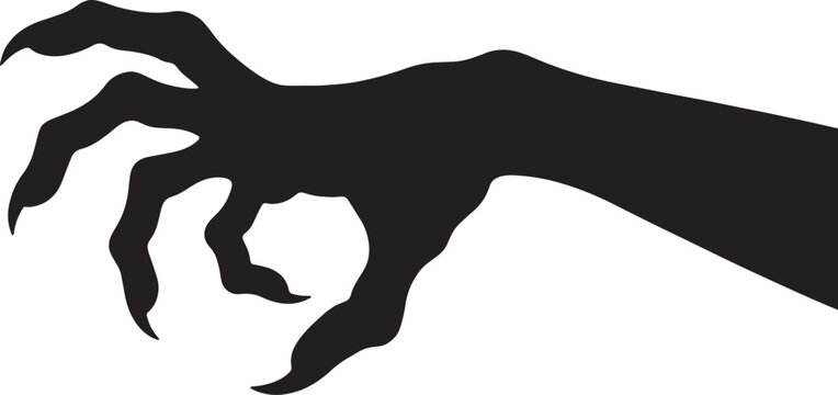 Silhouette of a monstrous claw or talon reaching out, suggesting a creature, monster, horror, and a threatening presence with sharp points.