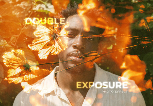 Vintage Double Exposure Image Effect Mockup